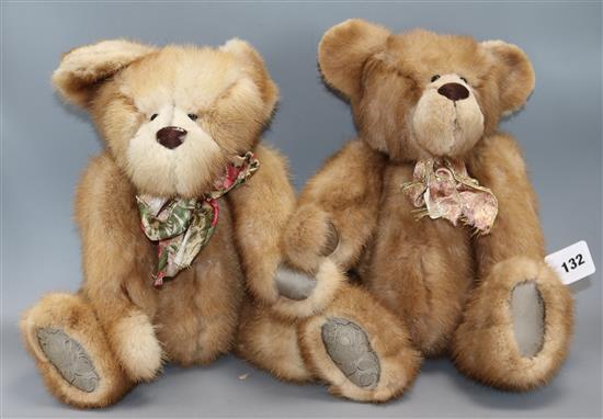 Two Angie Rogers 1999 fur teddy bears